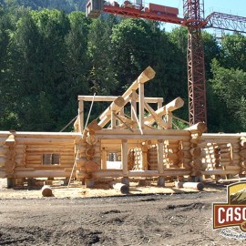 A beautiful hand crafted log home under construction