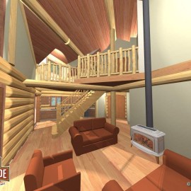 Cascade Handcrafted Log Homes - 1150 Spring - Interior View Lounge