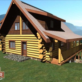 Cascade Handcrafted Log Homes - 1310 Oroville - Exterior View Front