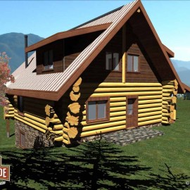Cascade Handcrafted Log Homes - 1310 Oroville - Exterior View Front Alternate