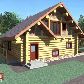 Cascade Handcrafted Log Homes - 1485 Hamlet - Exterior View Front