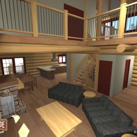 Cascade Handcrafted Log Homes - 1485 Hamlet - Interior Lounge View