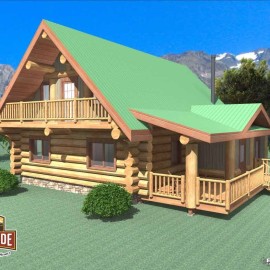 Cascade Handcrafted Log Homes - 1496 Dawson - Exterior View Side