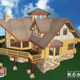Cascade Handcrafted Log Homes - 4152 Cloudcroft - Deck Side View