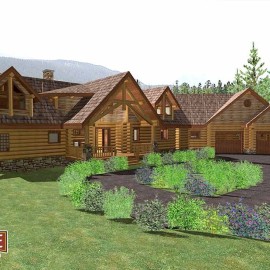Cascade Handcrafted Log Homes - 3080 Christina Lake - Front Garage View