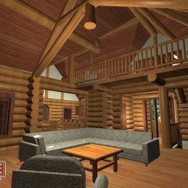 Cascade Handcrafted Log Homes - 3080 Christina Lake - Interior Lounge View