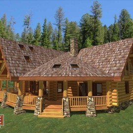 Cascade Handcrafted Log Homes - 3080 Christina Lake - Rear Deck View