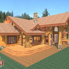 Cascade Handcrafted Log Homes - 3198 Jackson - Rear Corner View