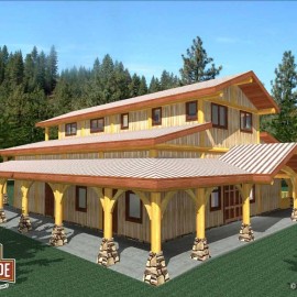 Cascade Handcrafted Log Homes - 3268 Horse Barn - Front Corner View