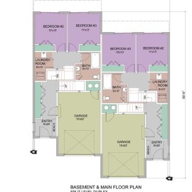 Cascade Handcrafted Log Homes - 3368 Log Duplex - Basement Main Floor Plan