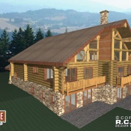 Cascade Handcrafted Log Homes - 3368 Log Duplex - Front Garage Left View