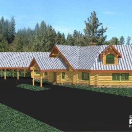 Cascade Handcrafted Log Homes - 3708 Sweet Home - Front Driveway View