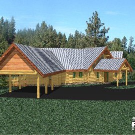 Cascade Handcrafted Log Homes - 3708 Sweet Home - Side Car Port View