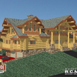 Cascade Handcrafted Log Homes - 3817 Barry - Front Garage View