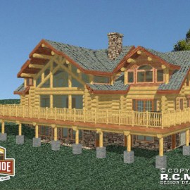 Cascade Handcrafted Log Homes - 3817 Barry - Rear Deck Garage View
