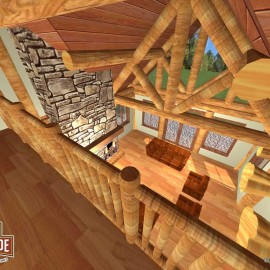 Cascade Handcrafted Log Homes - 4041 Roberts - Interior 2nd Floor Lounge View
