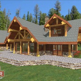 Cascade Handcrafted Log Homes - 4041 Roberts - Rear View