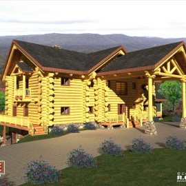 Cascade Handcrafted Log Homes - 4329 Tennessee - Front Side View