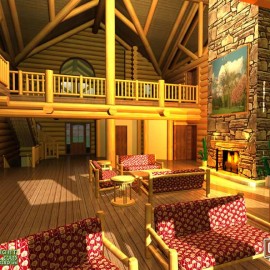Cascade Handcrafted Log Homes - 4329 Tennessee - Interior Lounge View