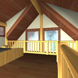 Cascade Handcrafted Log Homes - Getaway Cabin - Interior View Bedroom