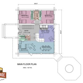 Cascade Handcrafted Log Homes - Malone - 1st Floor Plan
