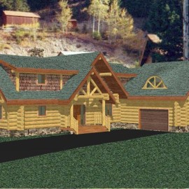 Cascade Handcrafted Log Homes - Missezula - Front Garage View