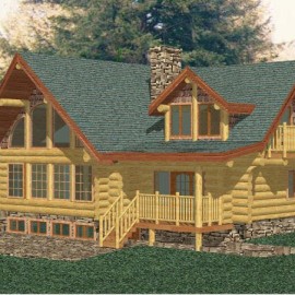 Cascade Handcrafted Log Homes - Missezula - Rear Alternate Side View