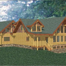 Cascade Handcrafted Log Homes - Missezula - Rear Side View