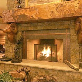 Flying Horse Ranch and Fishing Lodge - Grand Carved Fireplace