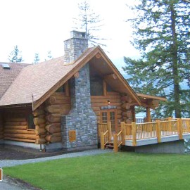 Log Home Driveway and Large Deck