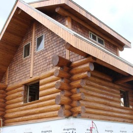 Medicine Hat Cabin - Log Shell Corner View