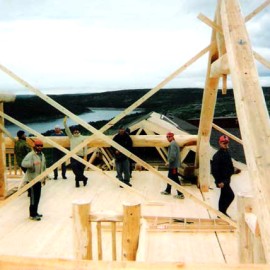 Yokanga Fly Fishing Lodge - Crew Assembling Roof Structure