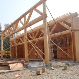 Squiala First Nation Longhouse - One Side Complete with Center Truss