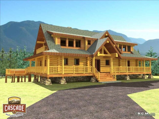 Cascade Handcrafted Log Homes - 3057 Oklahoma - Front View