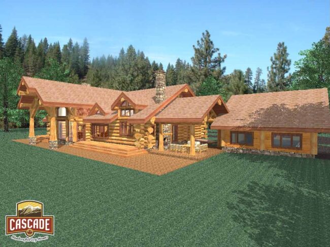 Cascade Handcrafted Log Homes - 3198 Jackson - Rear Garage View