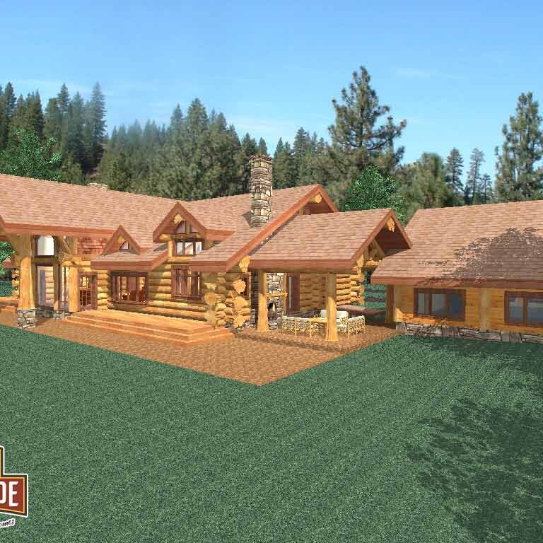 Cascade Handcrafted Log Homes – 3198 Jackson – Rear Garage View Cascade Handcrafted Log Homes - 3198 Jackson - Rear Garage View