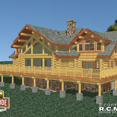 Cascade Handcrafted Log Homes – 3817 Barry – Rear Deck Garage View Cascade Handcrafted Log Homes - 3817 Barry - Rear Deck Garage View