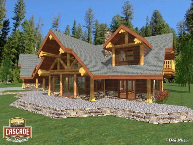 Cascade Handcrafted Log Homes - 4041 Roberts - Rear View
