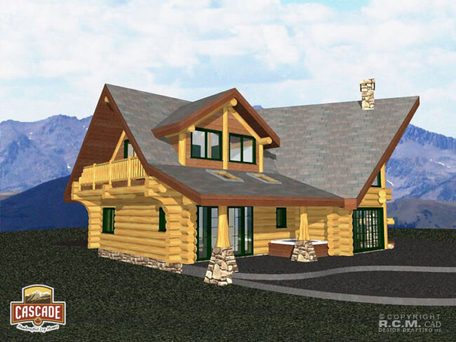 Cascade Handcrafted Log Homes - Arrowhead - Side View