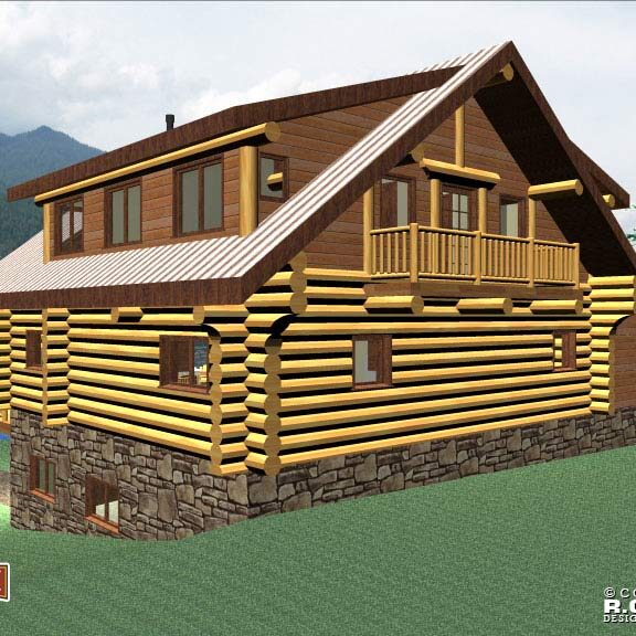 Cascade Handcrafted Log Homes - Indian Inlet - Rear View