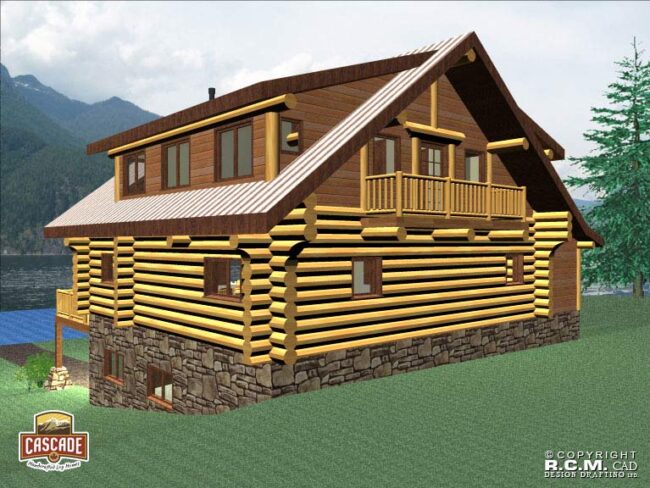 Cascade Handcrafted Log Homes - Indian Inlet - Rear View