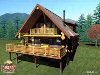 Cascade Handcrafted Log Homes - 1310 Oroville - Exterior View Above Back Porch