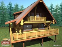 Cascade Handcrafted Log Homes - 1310 Oroville - Exterior View Back Porch