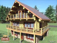 Cascade Handcrafted Log Homes - 1485 Hamlet - Exterior View Back Porch