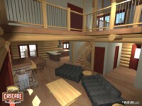 Cascade Handcrafted Log Homes - 1485 Hamlet - Interior Lounge View