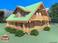 Cascade Handcrafted Log Homes - 1496 Dawson - Exterior View Back Porch
