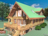 Cascade Handcrafted Log Homes - 1496 Dawson - Exterior View Porch Stairs