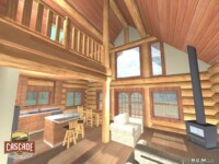 Cascade Handcrafted Log Homes - 1496 Dawson - Interior Kitchen Lounge View