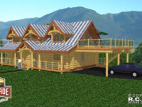 Cascade Handcrafted Log Homes - 2180 Cranberry Cove - Front Car Port View