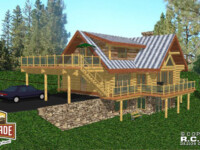 Cascade Handcrafted Log Homes - 2180 Cranberry Cove - Rear Corner Deck View